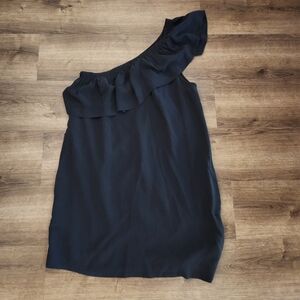 Madewell Silk One-Shoulder Black Dress